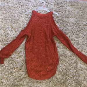 Cold shoulder orange oversized sweater